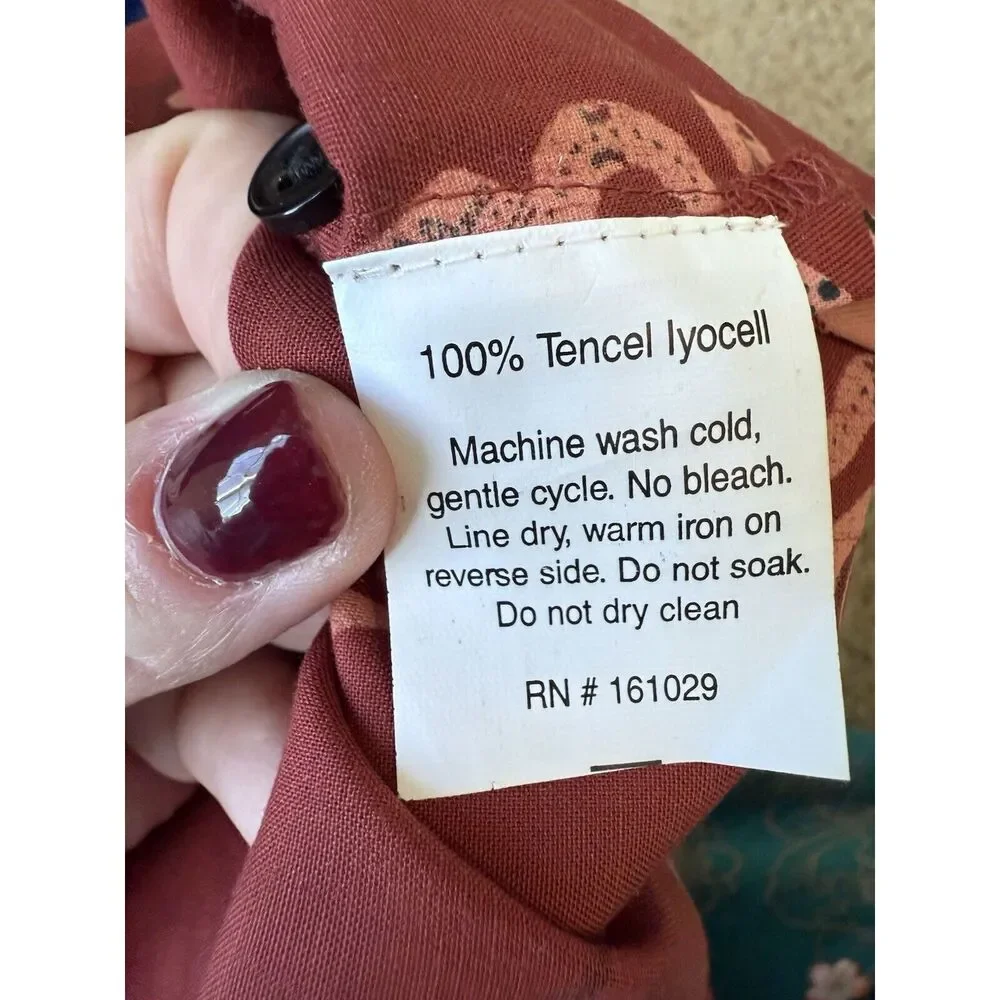 Mata Traders Modern Objects Cranberry Camp Tencel Shirt Size XS - Picture 8 of 8